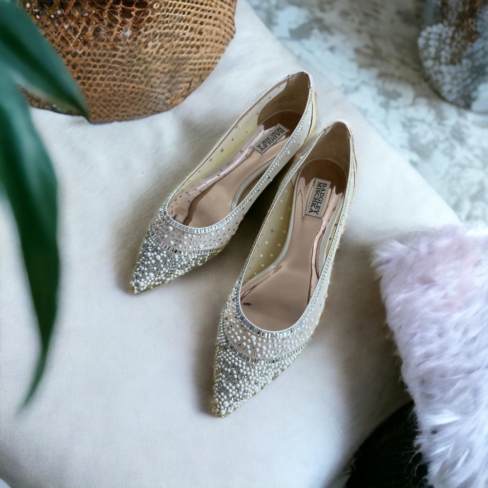 Badgley Mischka Babette Bejeweled Mesh Flat